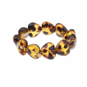 Armband kralen hartje - Panterprint
