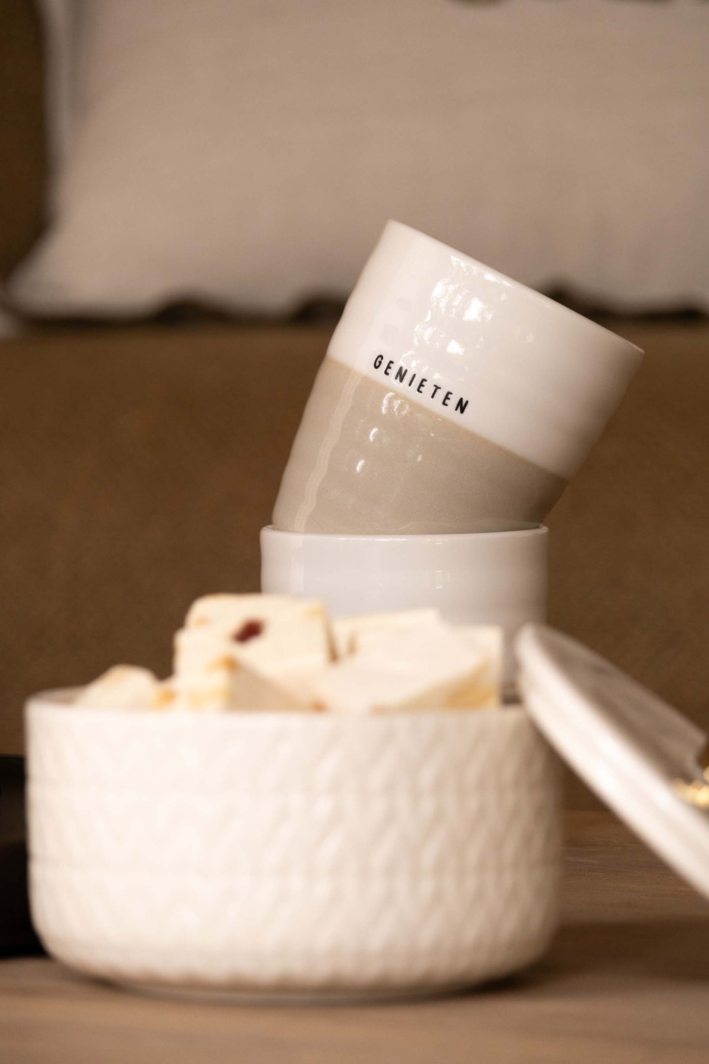 Zusss - Koffie mok genieten - Wit/Zand