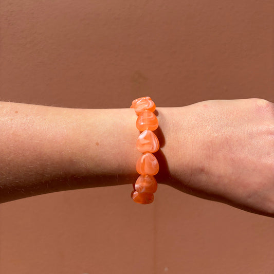 Hartjes kralen armband - Zalm
