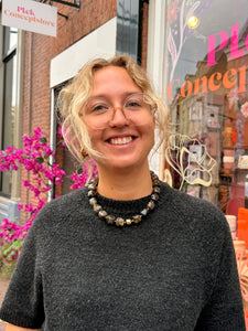Kralen ketting vierkant - Bruin