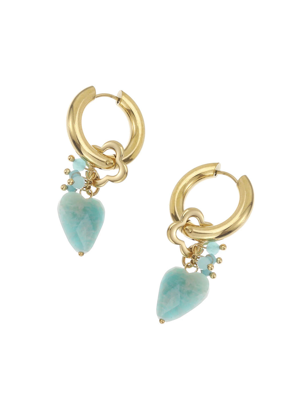 Oorbellen hartje - Blauw/goud