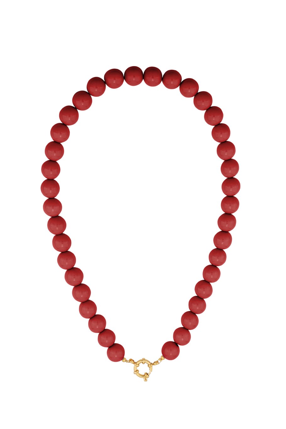 Gekleurde kralenketting - Rood/goud