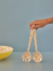 Rice - Salad Servers Pink dots