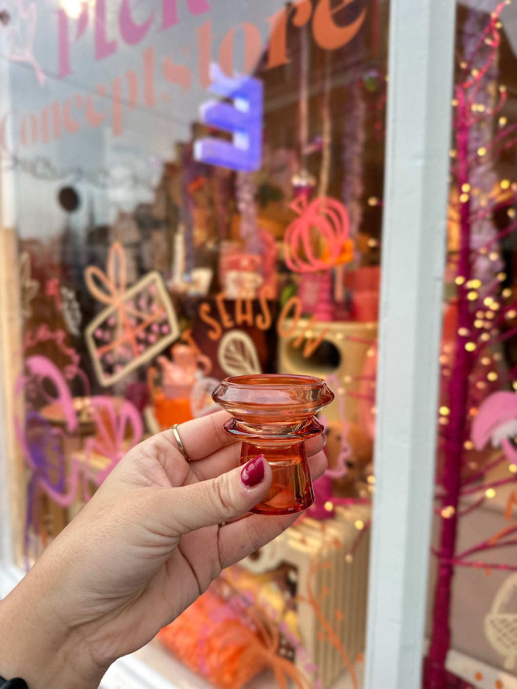 Duo Kandelaar Glas - Oranje