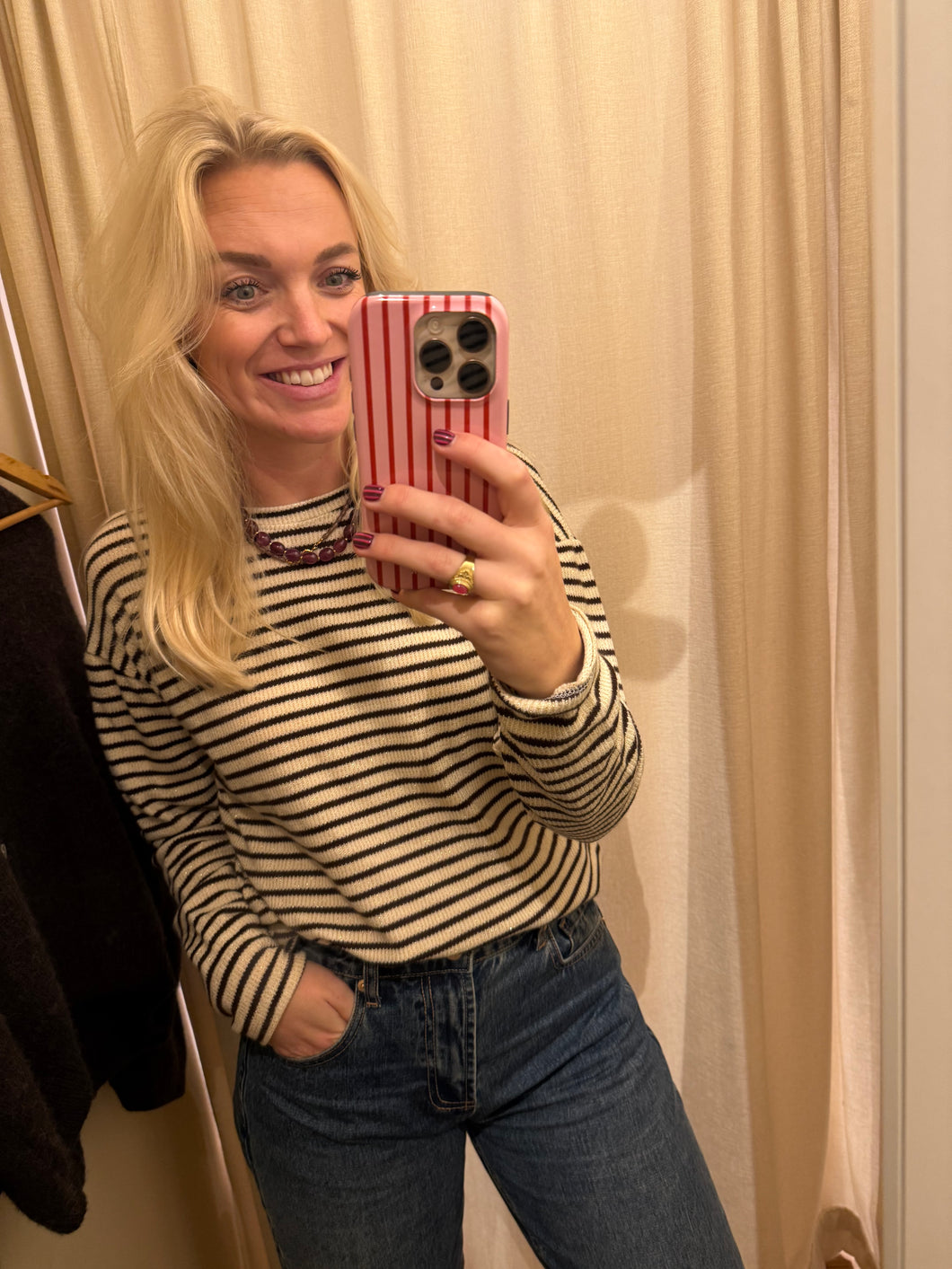 Longsleeve - Ecru/bruin lurex