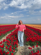 Afbeelding in Gallery-weergave laden, T-shirt gestreept lange mouw - Roze/rood
