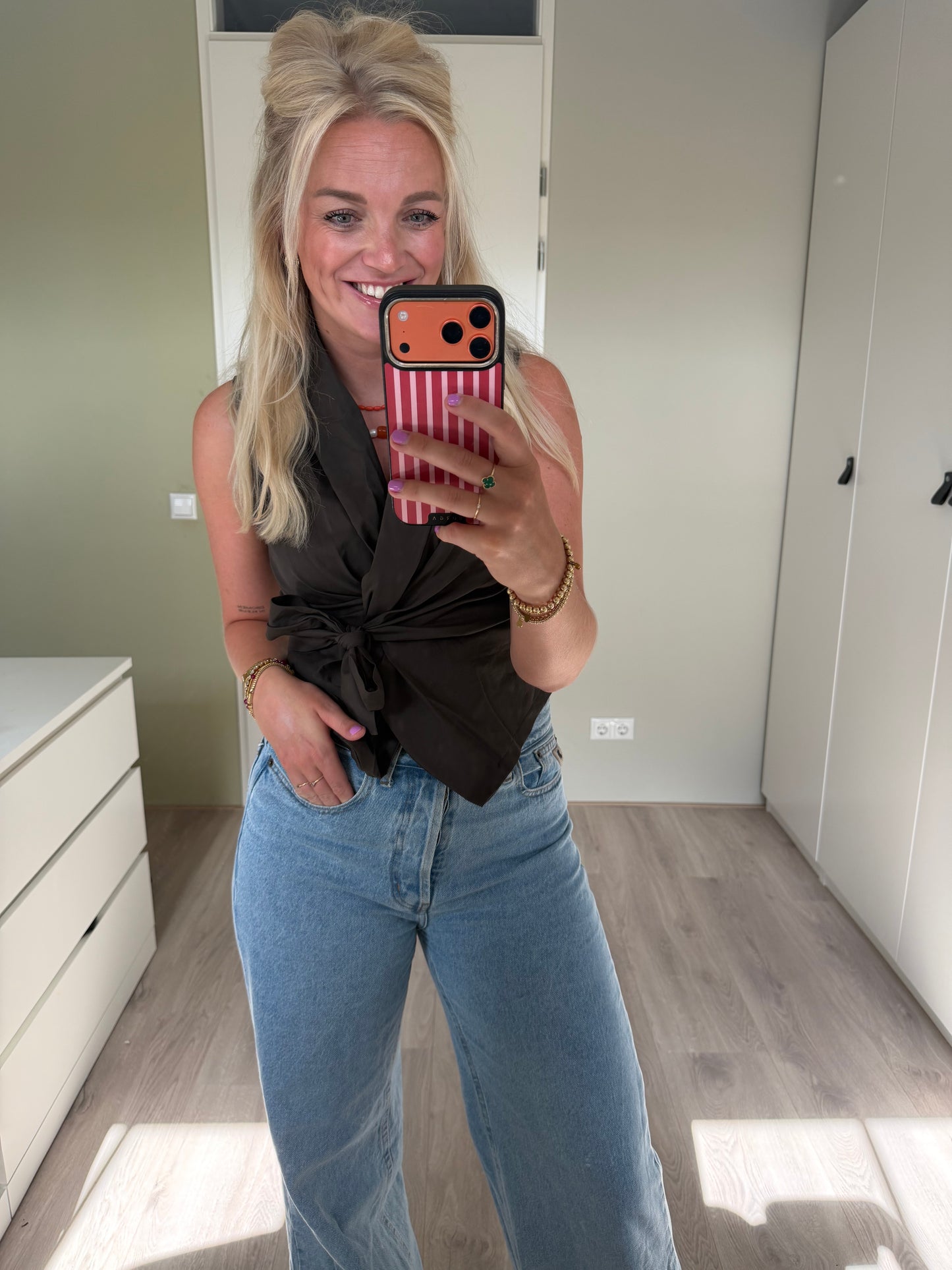 Wikkelblouse Ronny - Bruin