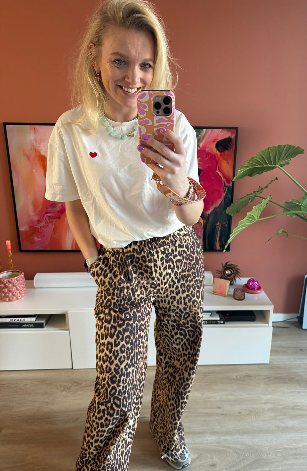 T-shirt hartje - Wit/rood