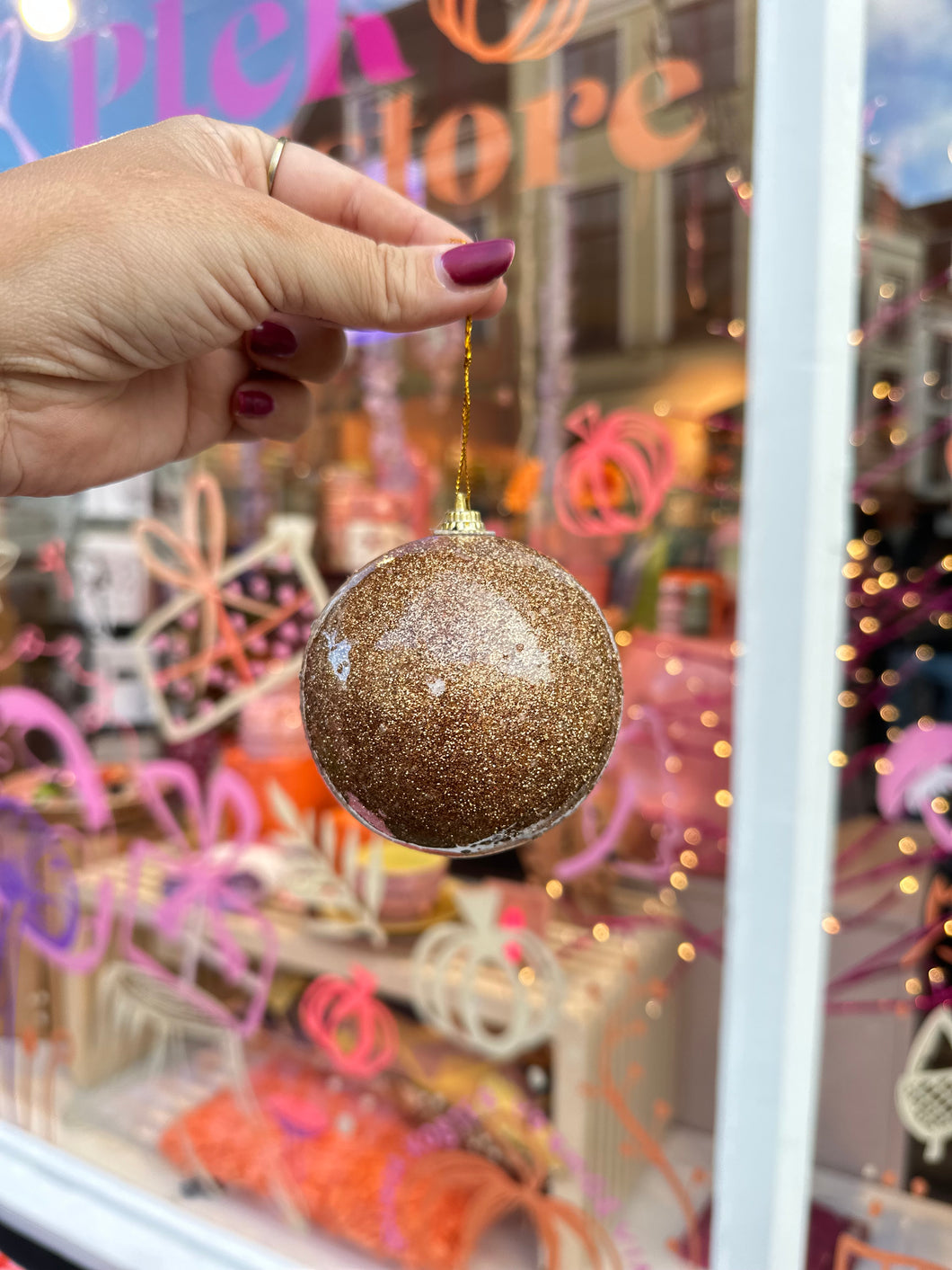 Kerstbal Kunstof Glitter - Goud