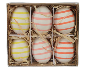 Paaseieren Set van 6 stuks - Wit/Roze/Geel/Oranje