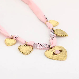Bedelketting stof - Roze
