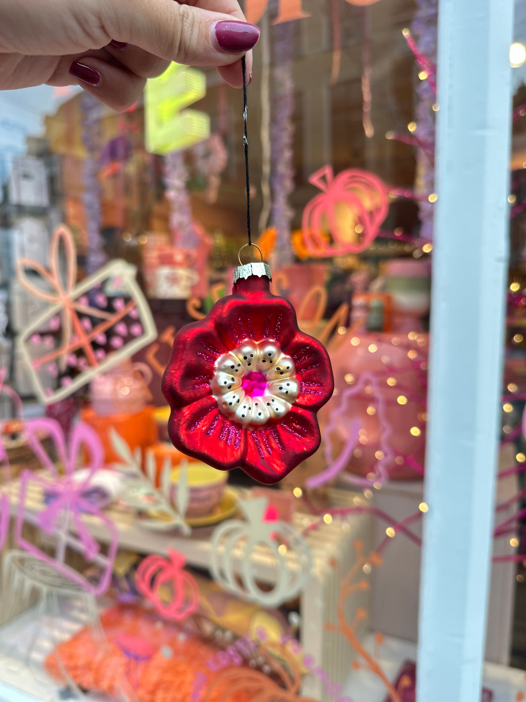 Kerstornament Bloem - Rood