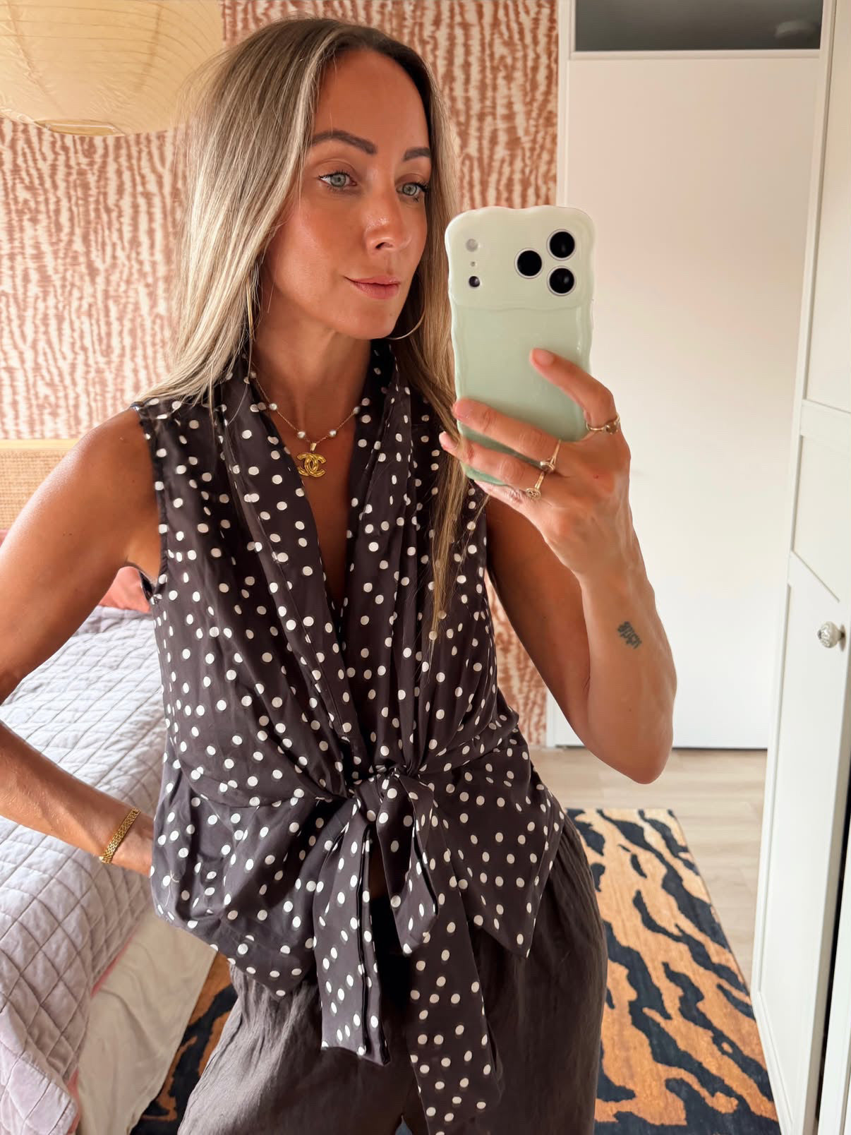 Wikkelblouse Ronny - Brown polkadot