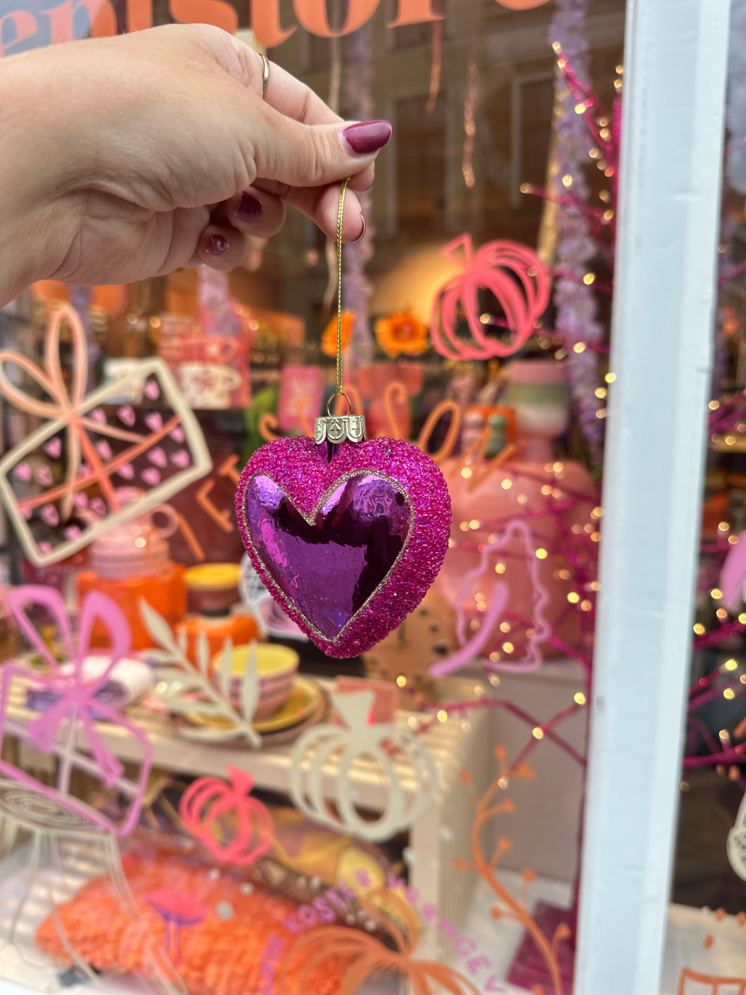 Kerstornament Hart - Roze