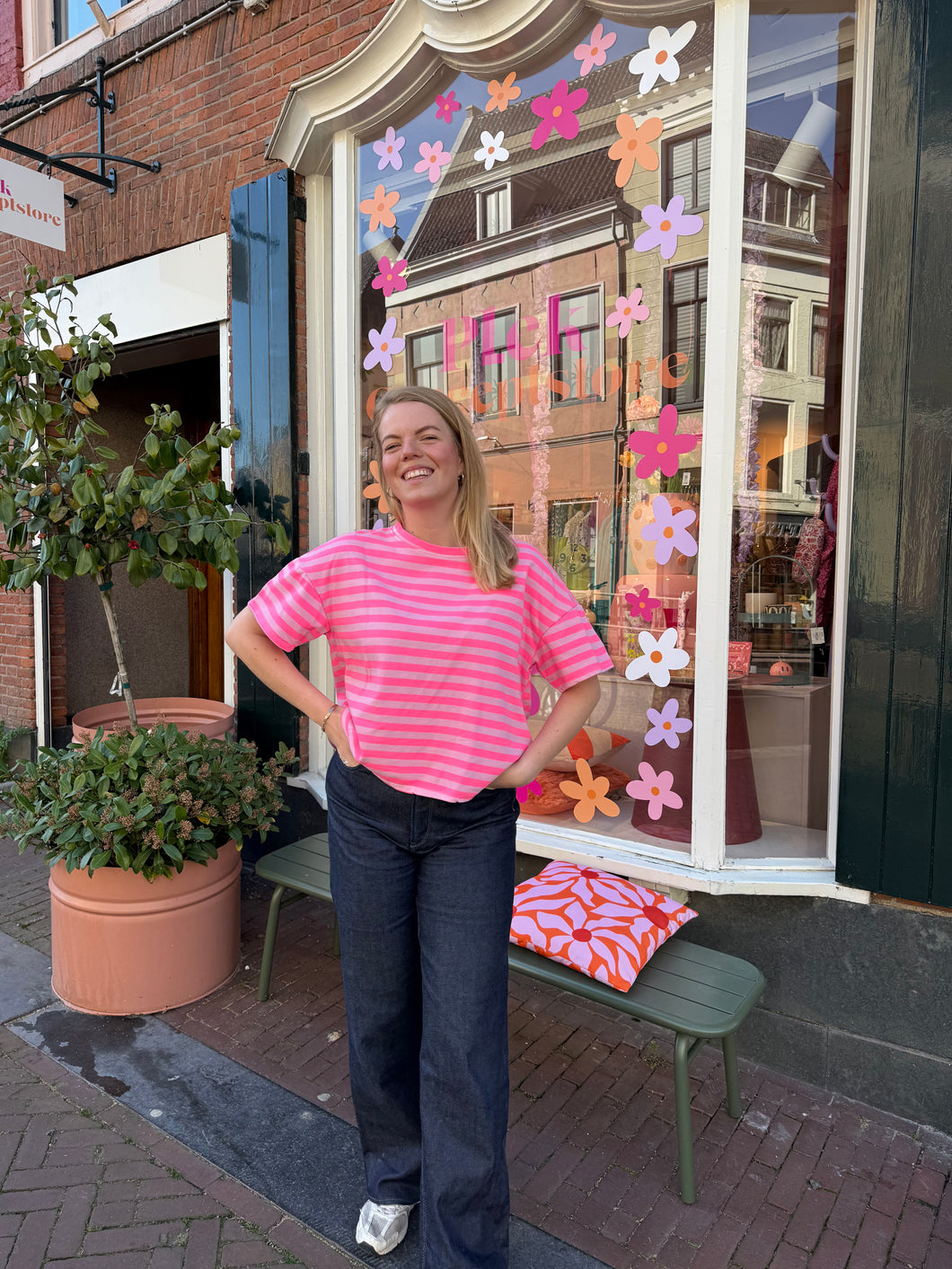T-shirt streep - Roze/lichtroze