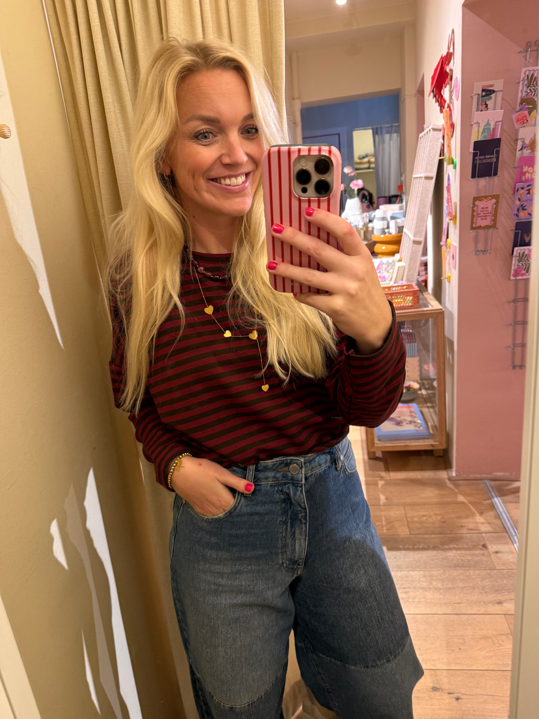 Longsleeve - Rood/bruin