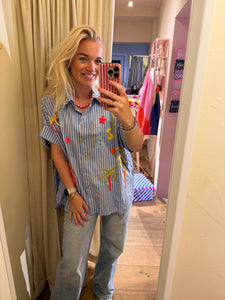 Ibiza blouse - Blauw/wit