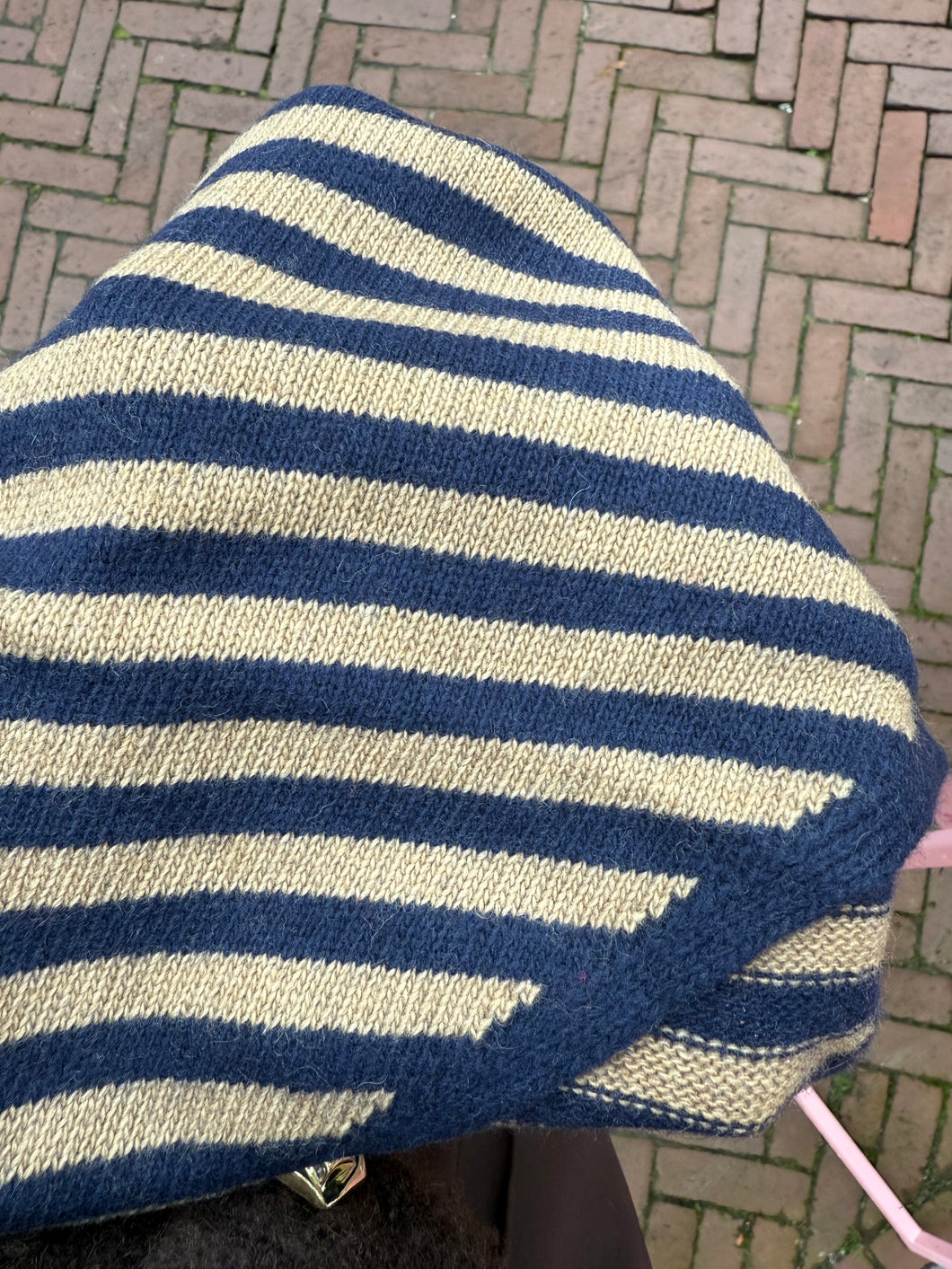 Sjaaltje - Donkerblauw/Camel