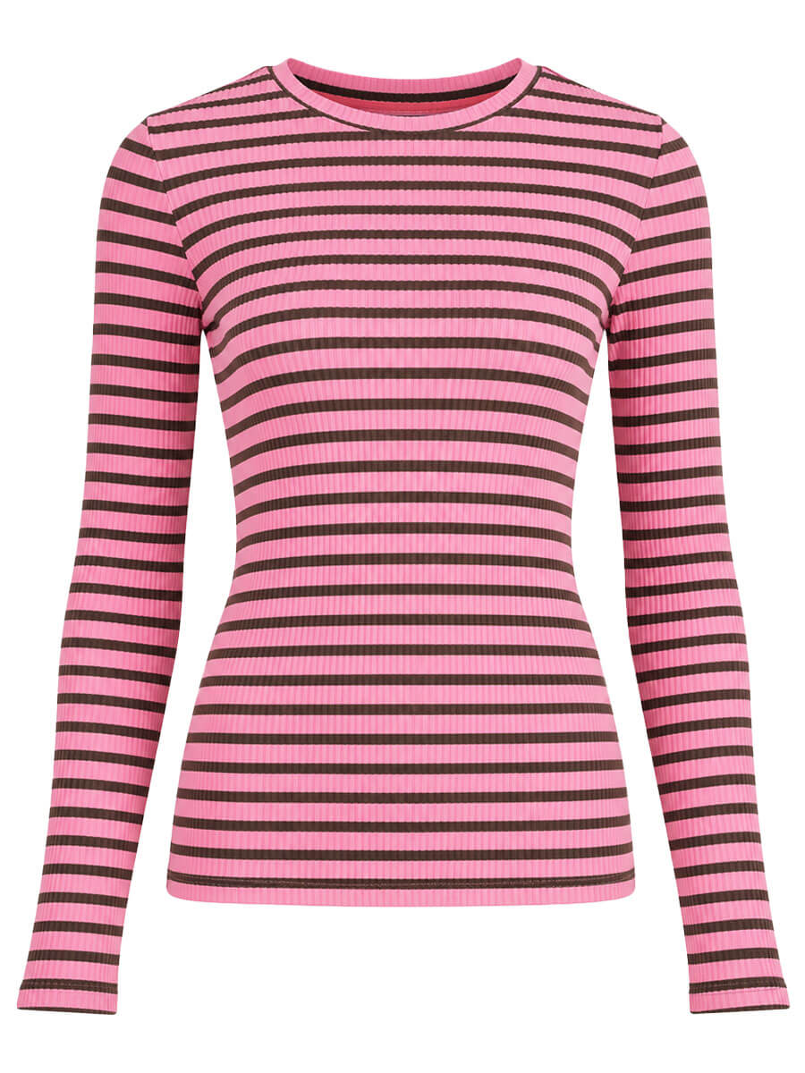 Anna Longsleeve streep - Roze/groen