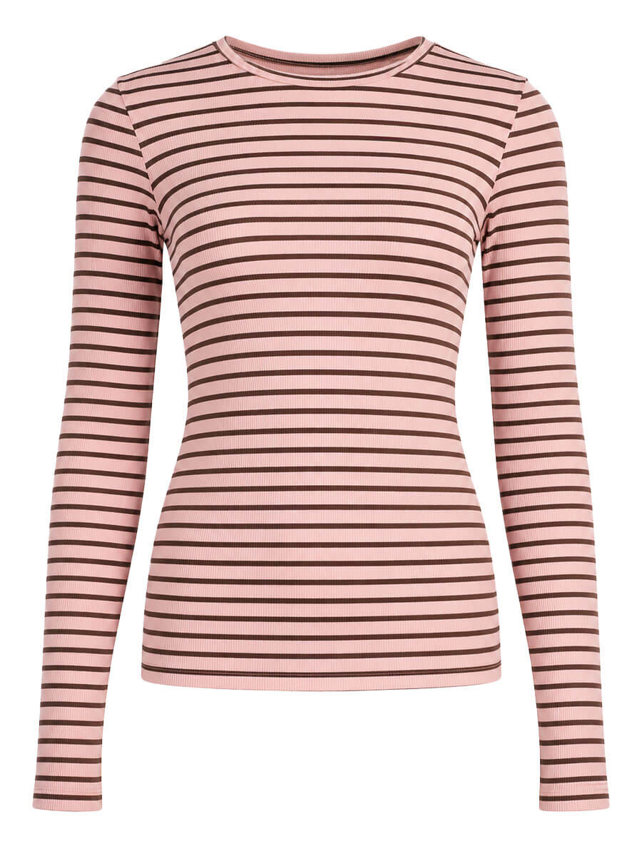 Anna Longsleeve streep - Lichtroze/bruin