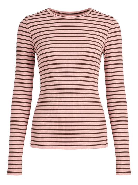 Anna Longsleeve streep - Lichtroze/bruin