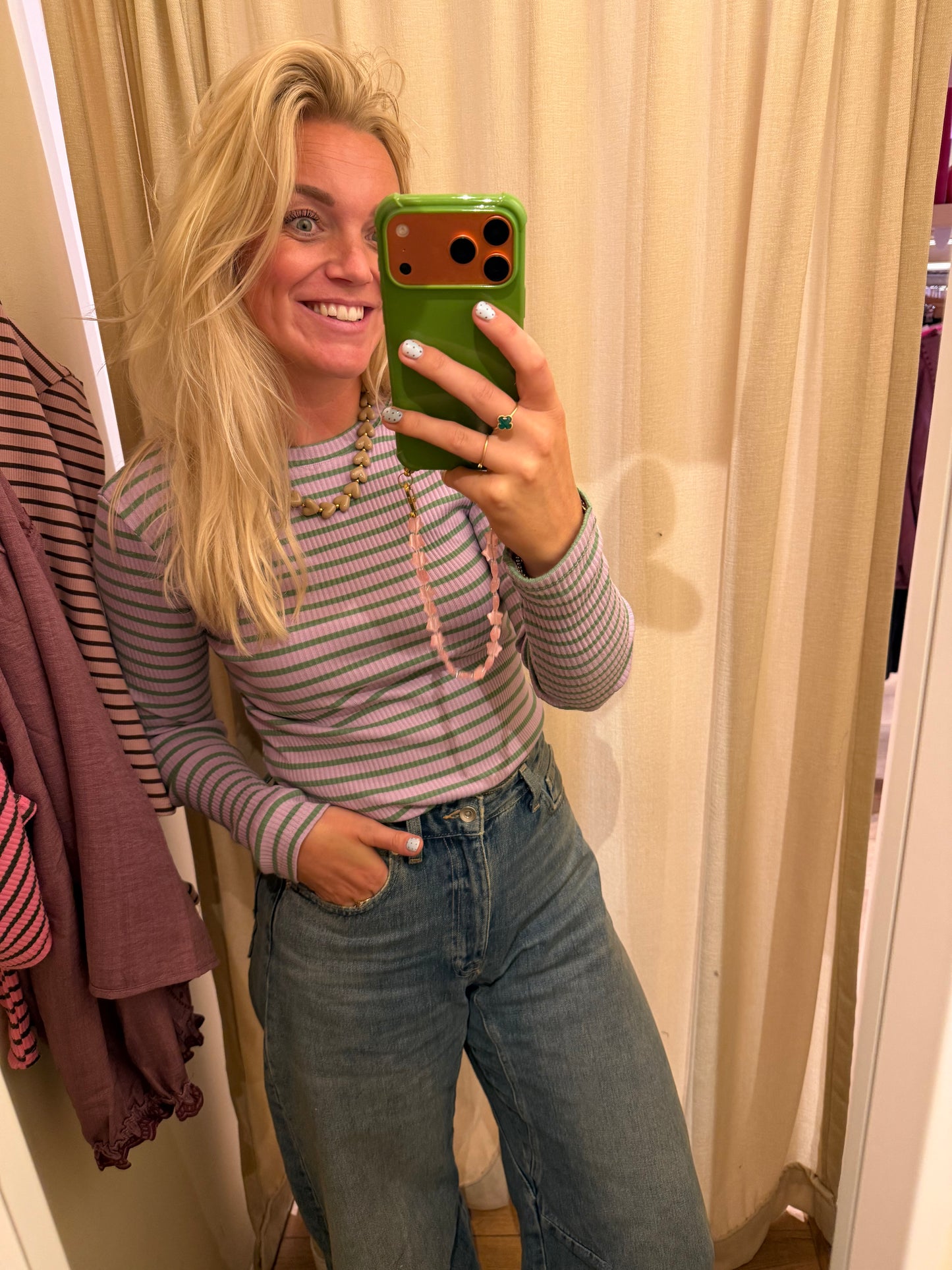 Anna Longsleeve streep - Lila/groen