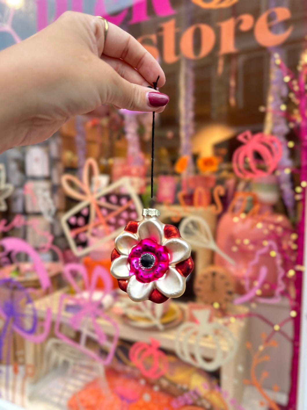 Kerstornament Bloem - Fuchsia