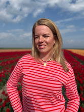 Afbeelding in Gallery-weergave laden, T-shirt gestreept lange mouw - Roze/rood

