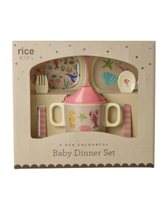 Baby eet set - Koraal - Ocean Print - Geschenkdoos