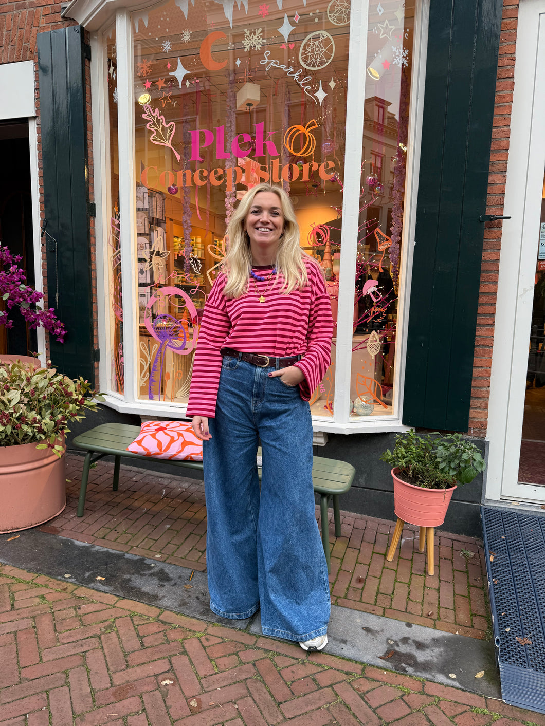 Longsleeve - Felroze/bordeaux