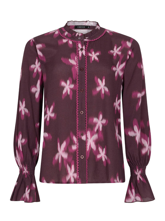 Ydence Blouse Francesca - Plum Flower