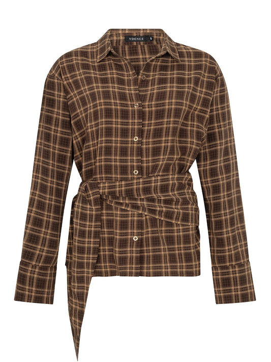Ydence Blouse Isa - Brown check