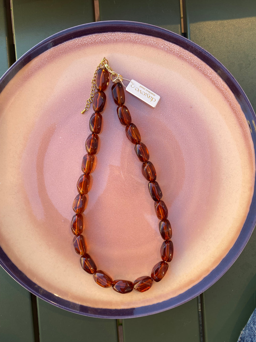 Kralen ketting - Cognac