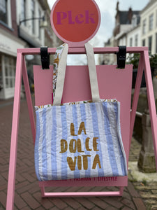 Shopper La dolce vita/jungle print - Wit/blauw