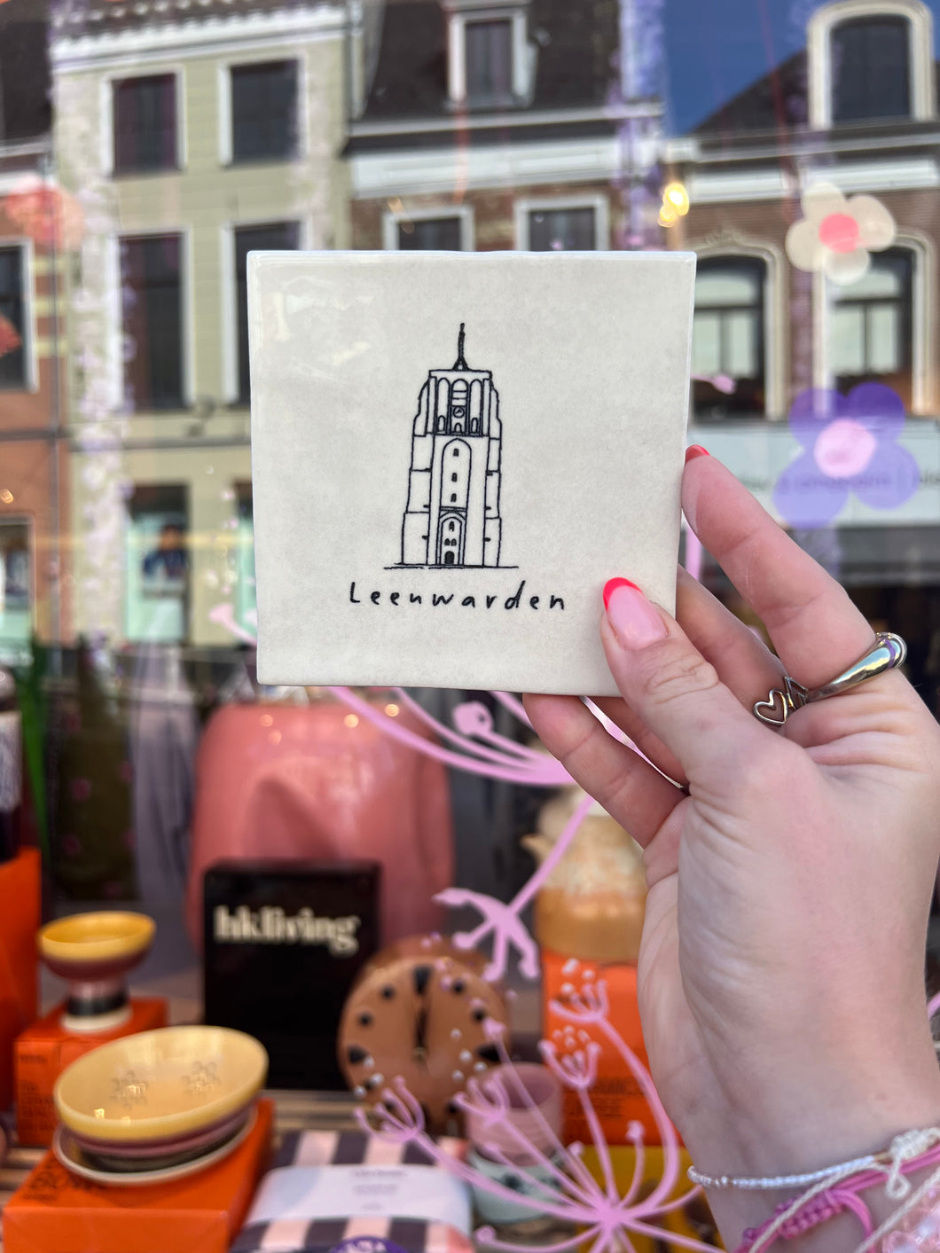 Tegeltje Oldehove gegraveerd - Beige/zwart