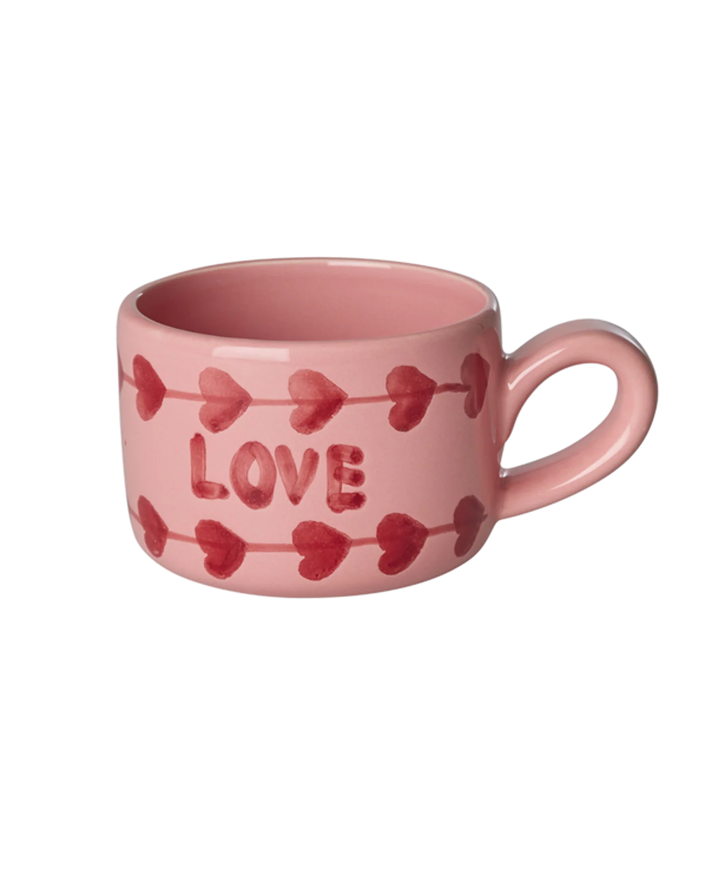 Rice - Keramiek Cappuccino mok - Roze - Hand-painted LOVE