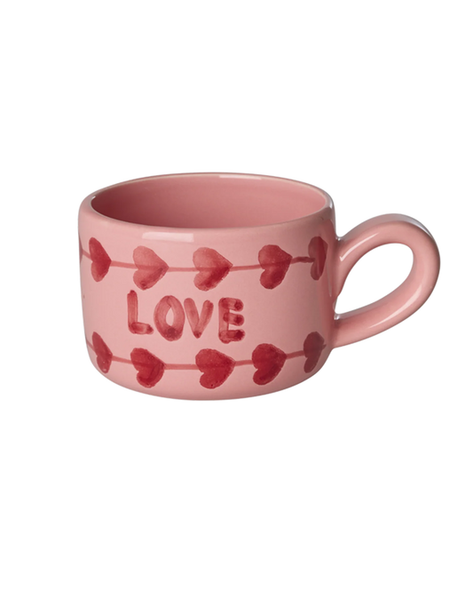 Rice - Keramiek Cappuccino mok - Roze - Hand-painted LOVE