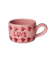 Afbeelding in Gallery-weergave laden, Rice - Keramiek Cappuccino mok - Roze - Hand-painted LOVE
