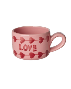 Rice - Keramiek Cappuccino mok - Roze - Hand-painted LOVE