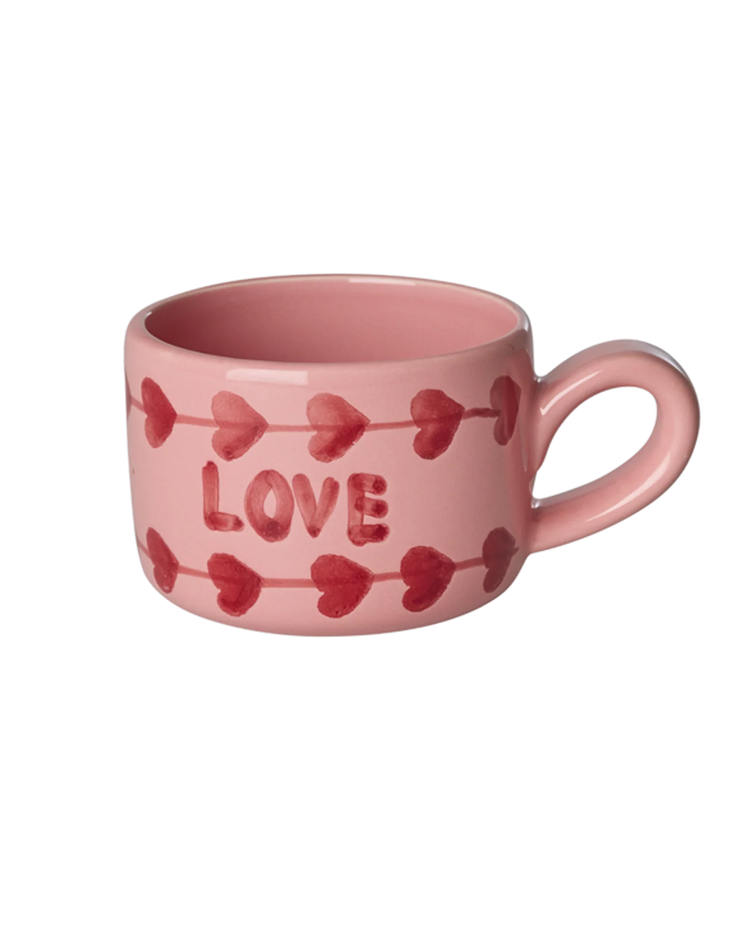 Rice - Keramiek Cappuccino mok - Roze - Hand-painted LOVE