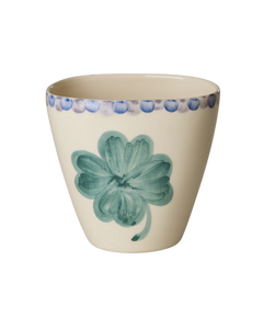 Rice - Ovaal Keramiek Beker - Zacht groen - Hand-painted Good Luck Clover