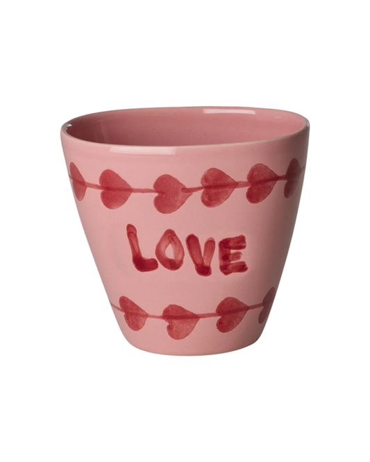 Rice - Ovaal Keramiek Beker - Roze - Hand-painted LOVE