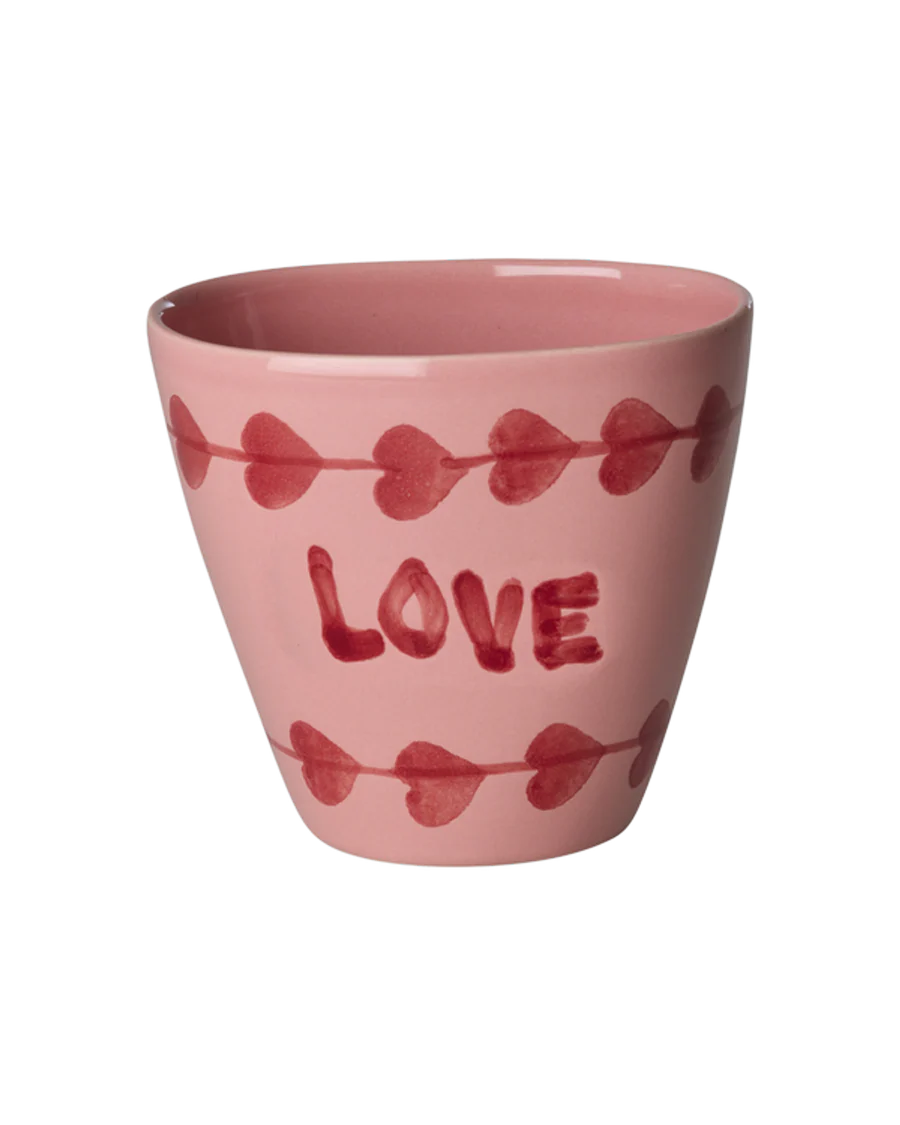 Rice - Ovaal Keramiek Beker - Roze - Hand-painted LOVE