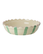 Afbeelding in Gallery-weergave laden, Rice - Stoneware Pie Dish Large - Creme/Green/Coraal
