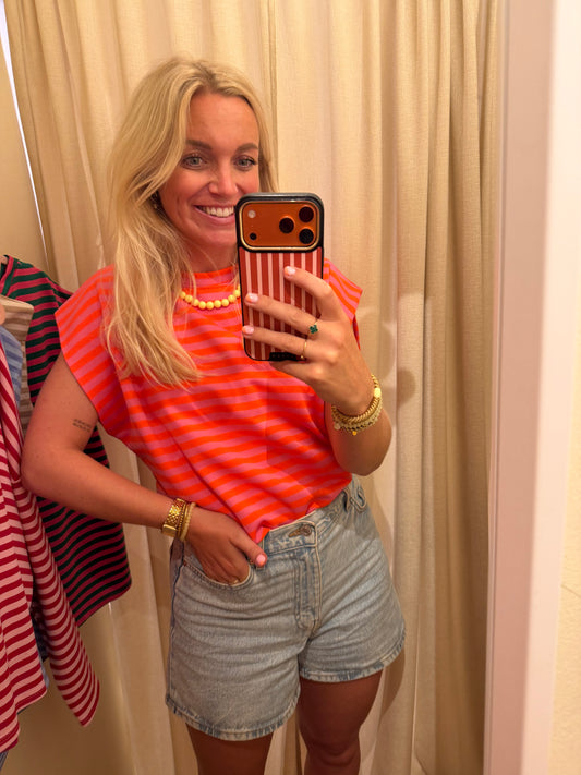 Top streep - Neonoranje/Roze