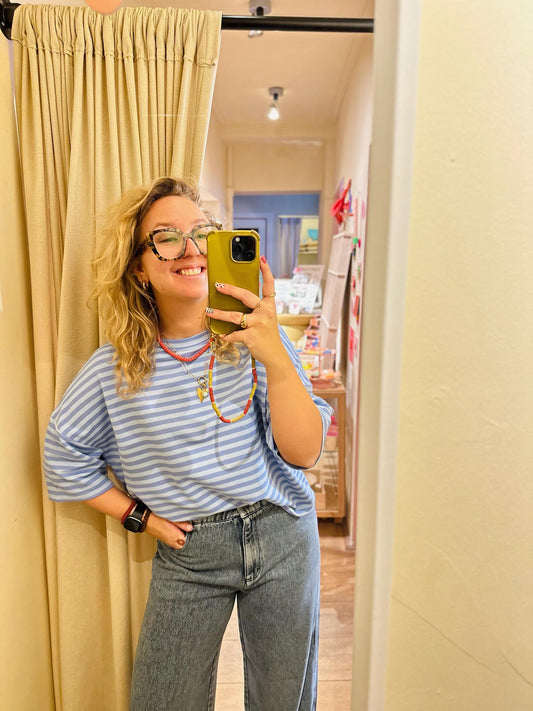 T-shirt streep - Lichtblauw/blauw