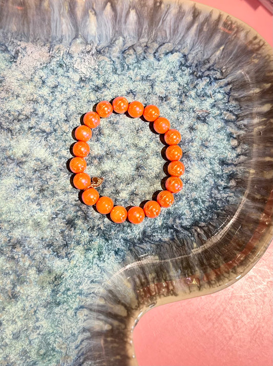 Armband kralen klein metallic - Oranje