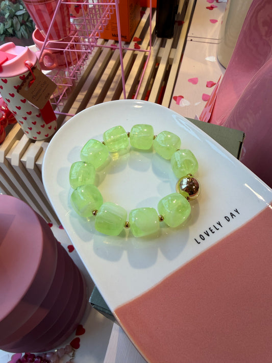 Kralen armband vierkant - Lichtgroen