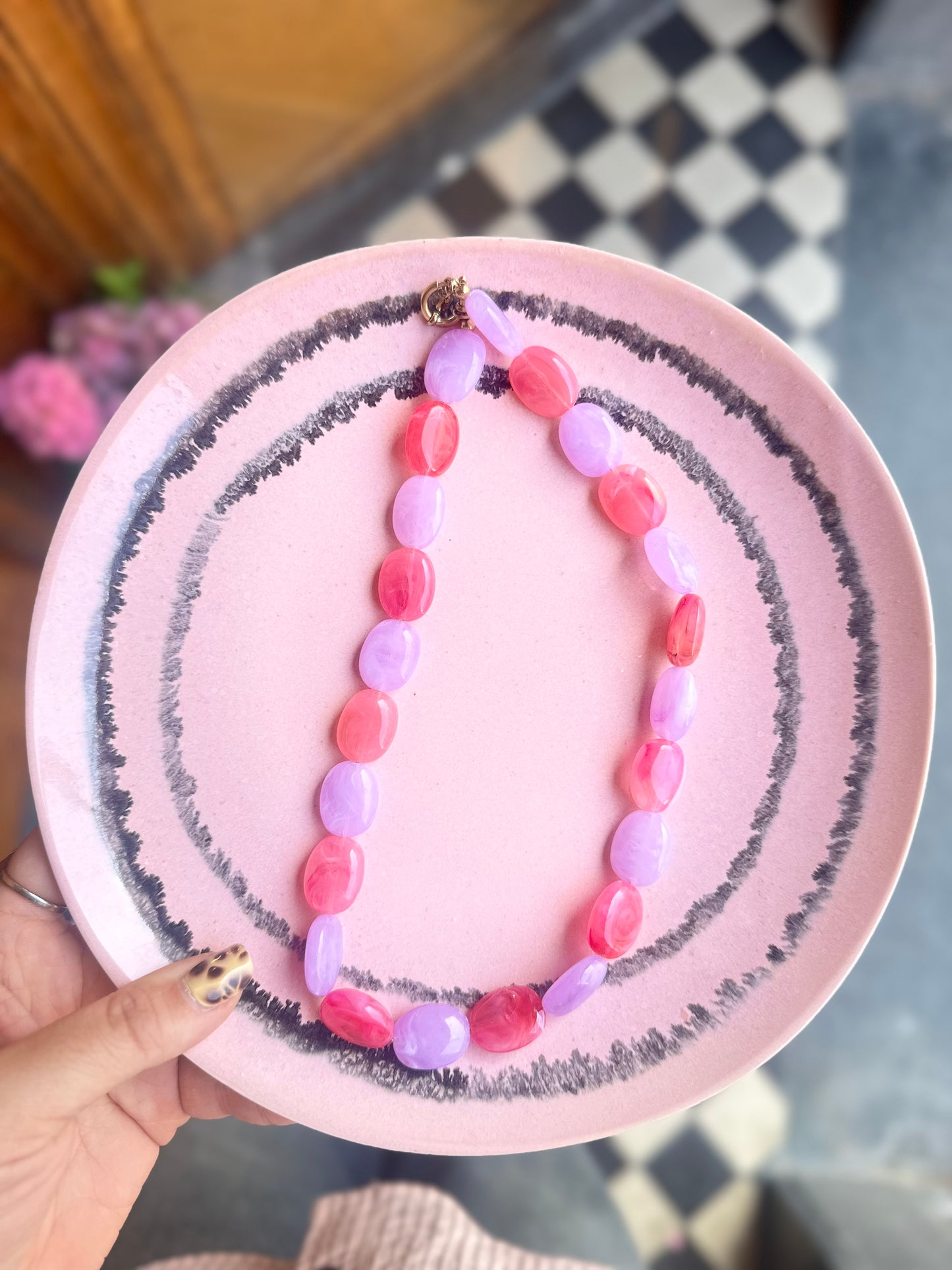 Kralenketting Valencia - Roze/Paars