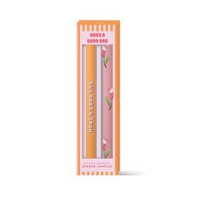 The Gift label kaarsen set van 2 - Roze/oranje